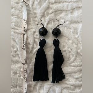 Black fringe earrings